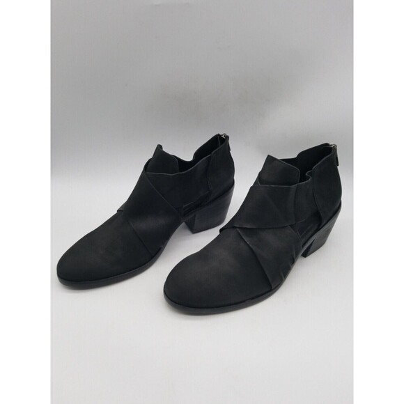 Eileen Fisher Womens Black Leather Walt Cross Cut Out Ankle Booties 8.5 - Picture 4 of 7